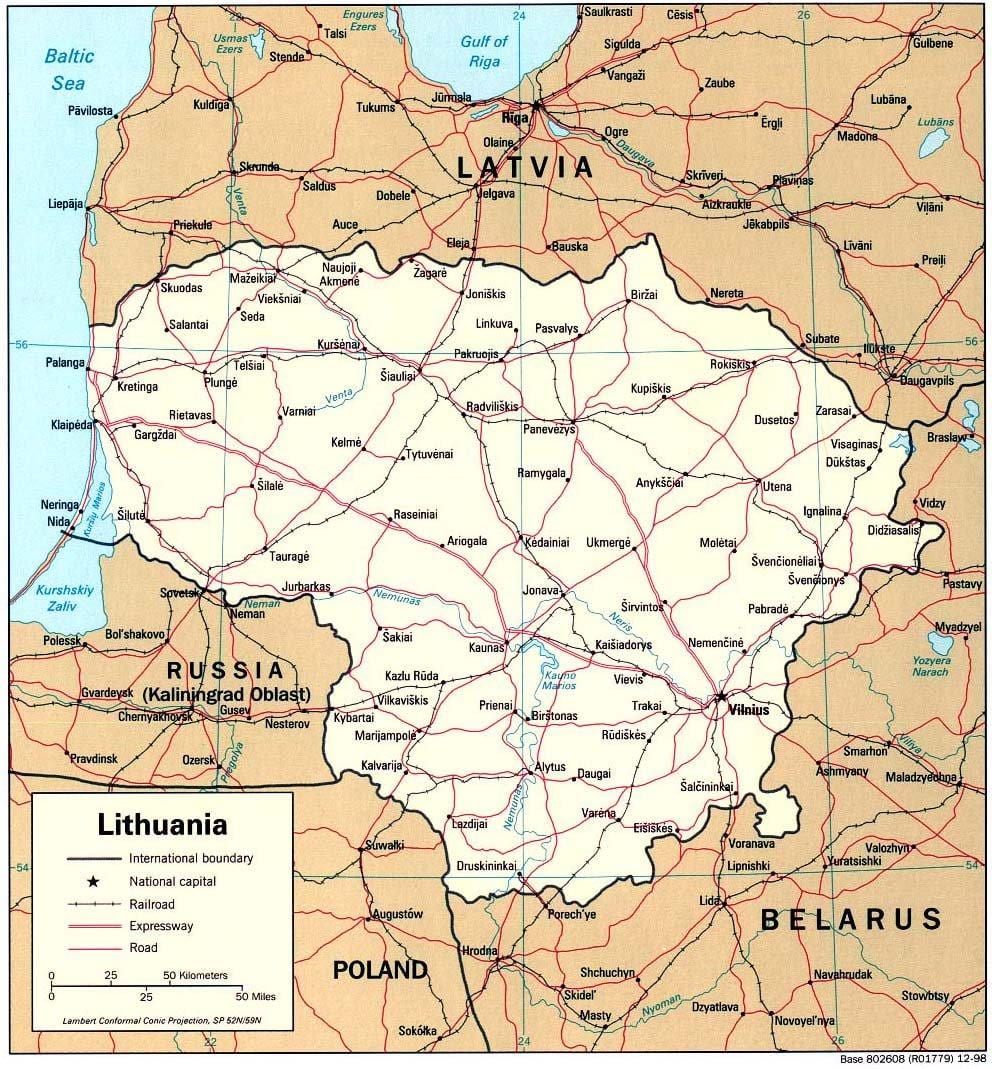Լիտվայի քարտեզ