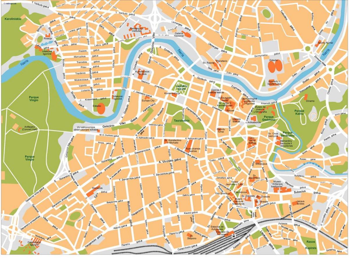 Քարտեզ Վիլնյուսի Լիտվա 