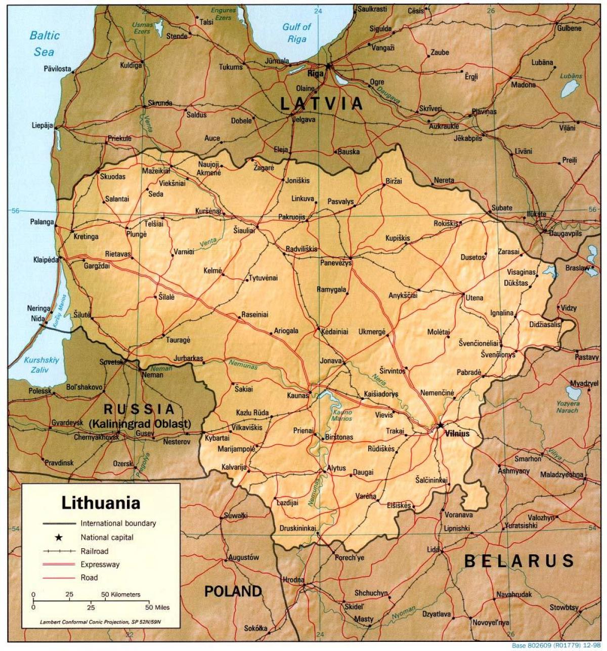 Քարտեզ Լիտվայի 1900