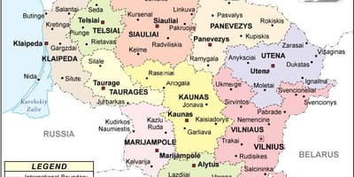 Քարտեզ Լիտվայի քաղաքական